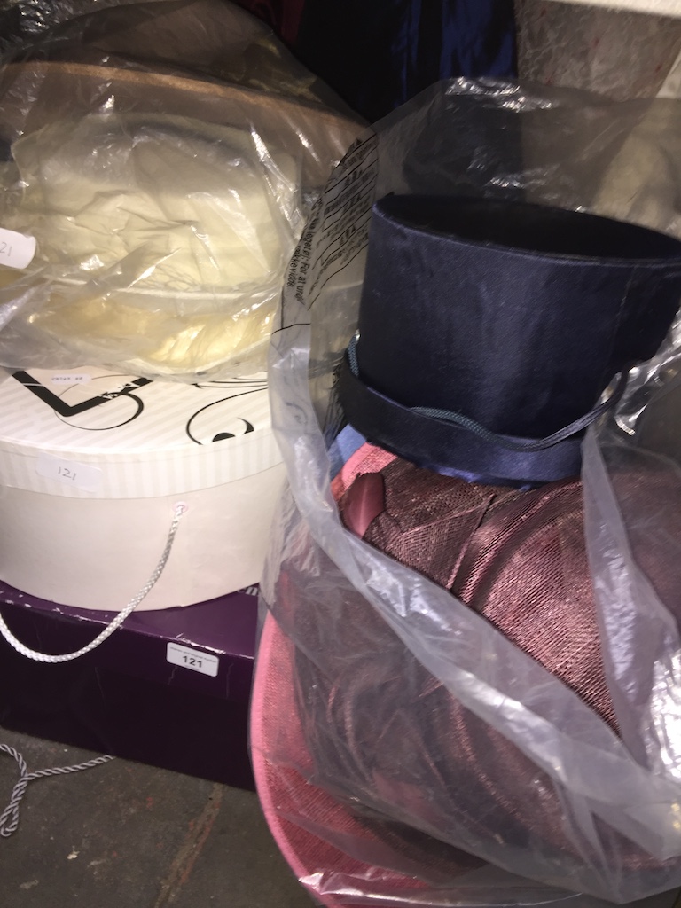 2 bags of fashion hats and 2 boxed hats. The-saleroom.com showing catalogue only, live bidding