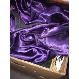 A box of clothes and household furnishing items The-saleroom.com showing catalogue only, live
