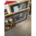 A pair of WWII prints and a print of a dog The-saleroom.com showing catalogue only, live bidding