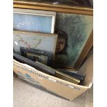 Box of pictures etc. The-saleroom.com showing catalogue only, live bidding available via our