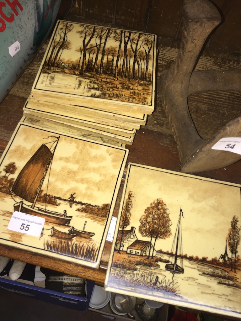 Ten Tiles depicting Dutch scenes The-saleroom.com showing catalogue only, live bidding available via