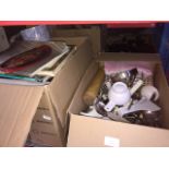 2 boxes of kitchen items, cutlery, Pifco slow cooker, cook books, etc. The-saleroom.com showing