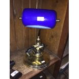A blue galss and brass desk lamp - Operation Chastise commemorative design The-saleroom.com