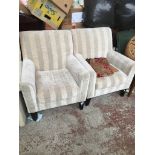 A pair of modern striped tub chairs The-saleroom.com showing catalogue only, live bidding