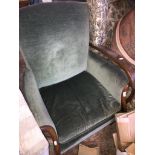 A retro teak framed armchair The-saleroom.com showing catalogue only, live bidding available via our