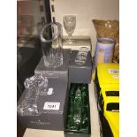 Five boxed items of crystal glassware incl Waterford, sherry glasses, Celtic Cross etc The-