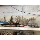 Seven model boats The-saleroom.com showing catalogue only, live bidding available via our website.