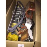 A box of model railway buildings. The-saleroom.com showing catalogue only, live bidding available