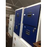 Two blue and white metal two drawer filing cabinets The-saleroom.com showing catalogue only, live