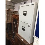 Grey metal two drawer filing cabinet The-saleroom.com showing catalogue only, live bidding available