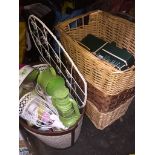 2 baskets with contents including kitchen pans, cutlery, etc. The-saleroom.com showing catalogue