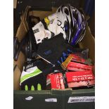 A box of bike parts and accessories The-saleroom.com showing catalogue only, live bidding