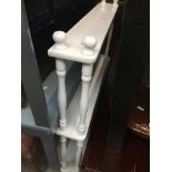 A white painted three tier shelf The-saleroom.com showing catalogue only, live bidding available via