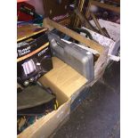 2 boxes, a joiners box + empty toolbox and a socket set in case, an electric drill, paint brushes,