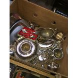 A box of mainly silver plated ware The-saleroom.com showing catalogue only, live bidding available