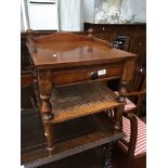Table with a drawer and lower cane tier The-saleroom.com showing catalogue only, live bidding