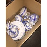 Box of blue and white ceramics The-saleroom.com showing catalogue only, live bidding available via