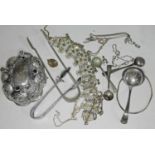 A quantity of silver and silver plate including an eastern white metal footed dish. The-saleroom.com