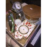 A selection of modern quartz clocks and a musical fruit bowl, etc. The-saleroom.com showing