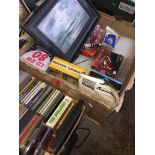 A box of blank CDs and VHS cassettes and a box of music CDs The-saleroom.com showing catalogue only,
