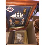 A Cutty Sark display case and three prints The-saleroom.com showing catalogue only, live bidding