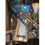 A box of tools and a mitre saw. The-saleroom.com showing catalogue only, live bidding available