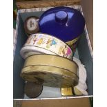 A box of empty tins. The-saleroom.com showing catalogue only, live bidding available via our