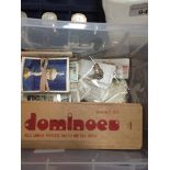 A small box of cigarette cards and dominoes The-saleroom.com showing catalogue only, live bidding