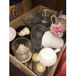 A box of mixed pottery and glass The-saleroom.com showing catalogue only, live bidding available via