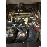 A box of silver plate and flatware The-saleroom.com showing catalogue only, live bidding available