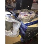 2 bags of misc. including books, CDs, light shades and light fitting. The-saleroom.com showing
