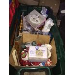 A large box of pottery, ornaments, novelty items, Christmas items, etc. The-saleroom.com showing