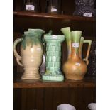 Three Art Deco pottery jugs The-saleroom.com showing catalogue only, live bidding available via