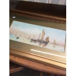 Early 20th century school, sailing boats at sea checking lobster pots, watercolour, 52cm x 20cm,