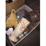 Small tub inc glass vase etc. The-saleroom.com showing catalogue only, live bidding available via