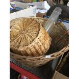 Three wicker baskets and a small amount of glassware The-saleroom.com showing catalogue only, live