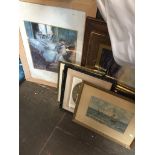 A bundle of pictures and a mirror. The-saleroom.com showing catalogue only, live bidding available
