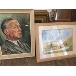 Watercolour by Mike Smith and portrait oil by D. maybury The-saleroom.com showing catalogue only,