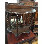 Oak twist leg side table The-saleroom.com showing catalogue only, live bidding available via our