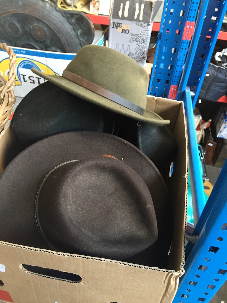 A box of Gentleman's hats The-saleroom.com showing catalogue only, live bidding available via our