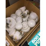 A box of Japanese pottery, cups, saucers, plates The-saleroom.com showing catalogue only, live