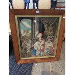 Maple framed Victorian cross stitch picture The-saleroom.com showing catalogue only, live bidding