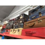 A large collection of vintage luggage. The-saleroom.com showing catalogue only, live bidding
