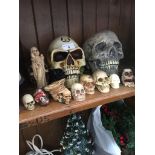A collection of plastic and composite skulls The-saleroom.com showing catalogue only, live bidding
