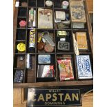 Wooden tray of collectables The-saleroom.com showing catalogue only, live bidding available via