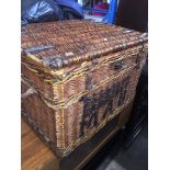 An antique lockable basket with plaque 'Gillmore & Son Makers Thurmaston' The-saleroom.com showing