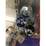 Five glass paperweights The-saleroom.com showing catalogue only, live bidding available via our