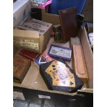 A box of games, drafts, dominoes, cards, etc. The-saleroom.com showing catalogue only, live