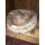 A concrete garden bird bath with a Lead cover The-saleroom.com showing catalogue only, live