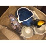A box of mixed pottery and glass items The-saleroom.com showing catalogue only, live bidding